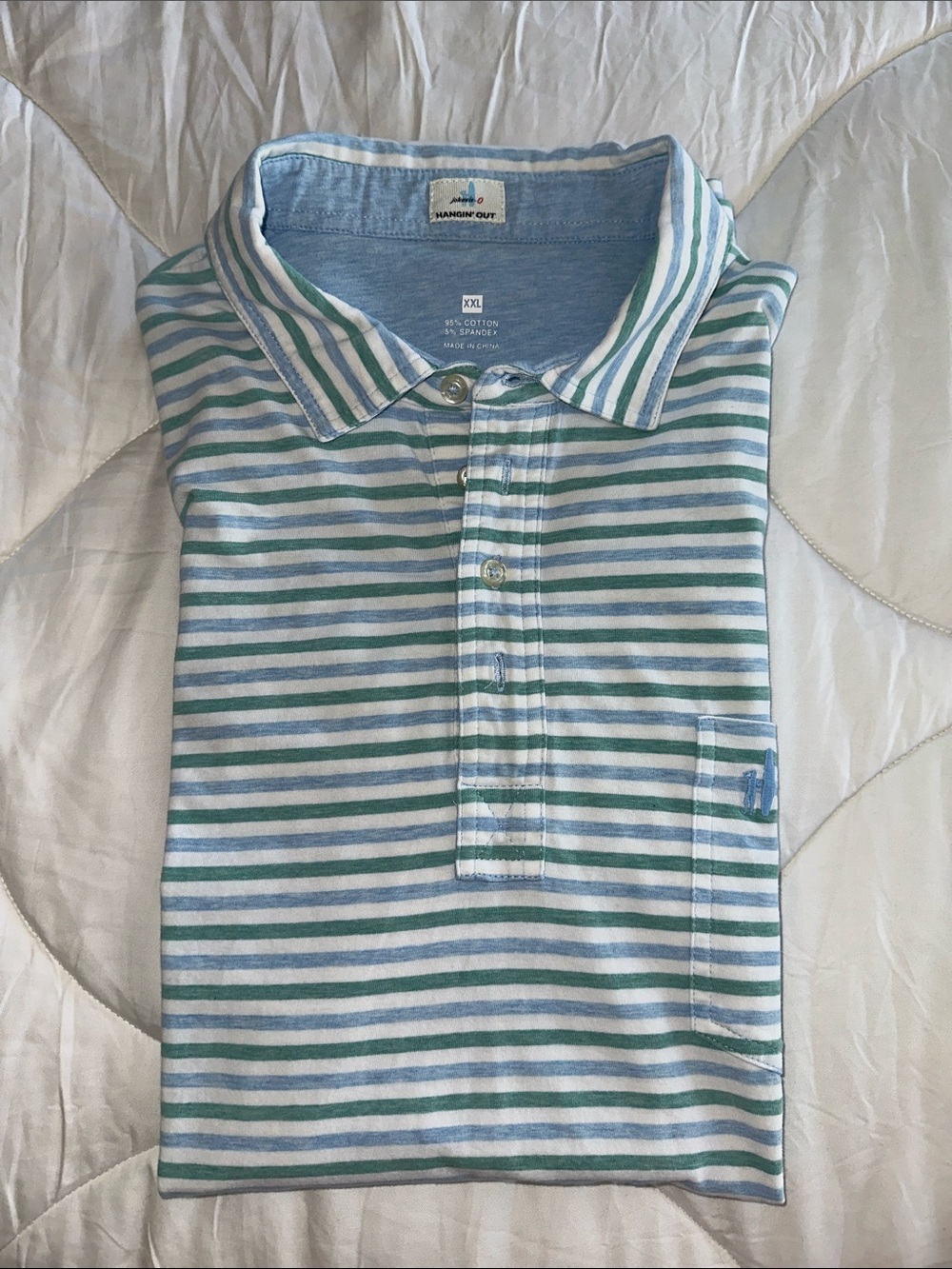 Men's johnnie-O Original 4-Button Polo - Blue & Green Stripe